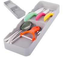 Virtuves galda piederumu organizators atvilktnei, pelēks - cutlery organizer, drawer insert, utensil tray