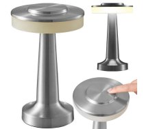 Bezvadu skārienjutīga galda lampa, 3 gaismas toņi, sudraba - table lamp, wireless lamp, touch lamp