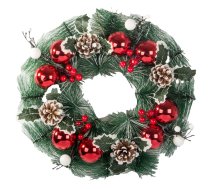 Ziemassvētku dekoratīvais vainags, sarkans/balts, 30 cm - Christmas wreath, festive decor, door wreath