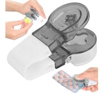 Kompakts tablešu izspiedējs no blisteriem, melns/balts - pill popper, medication dispenser, aid for seniors