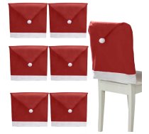Ziemassvētku krēslu pārvalki Ziemassvētku vecīša cepure 6 gab. Sarkani - Christmas chair covers, Santa hat covers