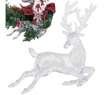 Caurspīdīgs ziemeļbrieža eglītes rotājums ar mirdzumu, 13 cm - Christmas tree ornament, reindeer, Christmas decoration