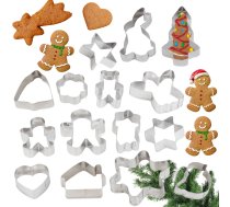 Ziemassvētku piparkūku formiņas 15 gab. sudraba - cookie cutters, gingerbread cutters, Christmas cutters