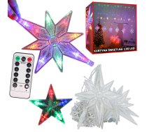 Zvaigžņu gaismas virtene 138 LED RGB USB, daudzkrāsaina - star string lights, LED string lights, curtain lights