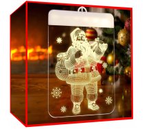 3D Stikla LED Logu Rotājums, Ziemassvētku Vecītis