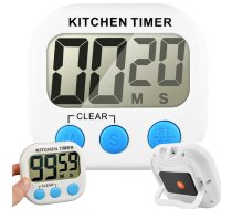 Digitālais virtuves taimeris ar magnētu un LCD ekrānu, balts - kitchen timer, digital timer, magnetic timer