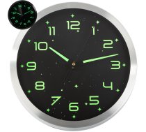 Sienas pulkstenis ar fluorescējošiem lieliem klusiem gaismas cipariem, zvaigznēm 30cm | Wall clock fluorescent large silent glowing numbers stars