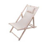 Koka Pludmales Atpūtas Šezlongs Salokāms Dārza Krēsls, Bēšs | Wooden Beach Lounger