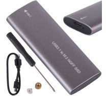M.2 SATA NGFF cietā diska korpuss USB 3.1 Type-C 2230-2280mm, sudraba - m.2 enclosure, external ssd case