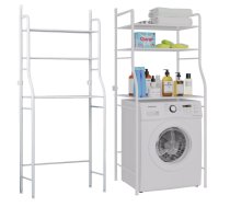 Brīvi stāvošs plaukts virs veļas mašīnas ar 3 līmeņiem, balts - bathroom shelf, bathroom storage organizer