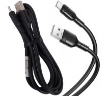 Spēcīgs garš USB-C uzlādes vads telefonam, 0.9m, 2.1A, melns vai balts