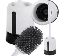 Silikona tualetes birste ar trauku, necaurlaidīga, balta-melna - toilet accessories, toilet paper holder