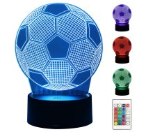 3D LED nakts lampiņa Futbola bumba ar pulti, 16 krāsas - night light, football lamp, kids room lighting