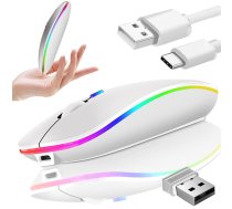 Bezvadu optiskā pele Slim 2.4 GHz / Bluetooth, balta - wireless mouse, optical mouse, bluetooth mouse
