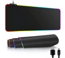 RGB LED spēļu peles paliktnis XL 80x30 cm, melns - mouse pad, gaming mouse pad, RGB mouse pad