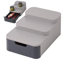 Trīsstāvu virtuves organizators ar atvilktni, pelēks - kitchen organizer, spice rack, cosmetics organizer