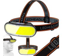 COB LED uzlādējams galvas lukturis ar USB-C, 5 režīmi, melns - headlamp, rechargeable headlamp, COB LED headlamp