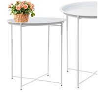 Saliekams metāla kafijas galdiņš ar paplāti, 47 cm, balts - coffee table, metal table, folding table