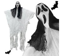 Helovīna dekorācija, karināms spoks ar masku, 90 cm, melns/balts - Halloween decoration, hanging ghost, ghost mask