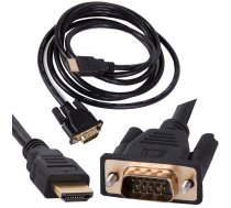 VGA uz HDMI kabelis 2m, apzeltīti savienotāji, Full HD D-Sub