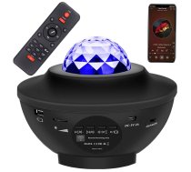 LED RGB zvaigžņu projektors un nakts lampa ar Bluetooth skaļruni un pulti, melns - star projector, night light
