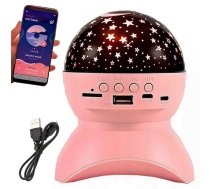 Zvaigžņu projektors un nakts lampa ar Bluetooth skaļruni, rozā - star projector, kids night light, bluetooth speaker