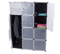 Moduļu drēbju skapis ar 9 plauktiem un pakaramo sekciju, melns - fabric wardrobes, fabric wardrobe