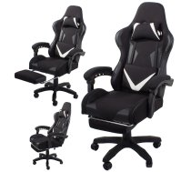 Spēļu un biroja krēsls ar izvelkamu kāju balstu, melns - gaming chair, office chair, computer chair