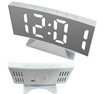 Digitālais LED pulkstenis ar modinātāju un termometru, Balts - digital clock, LED clock, desk clock