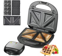 Multifunkcionāls sviestmaižu tosteris 3-in-1 ar vafeļu un virtuļu plātnēm, 850W, melns - toasters, sandwich makers