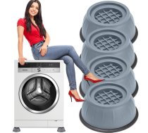 Universāli pretvibrācijas paliktņi veļas mašīnai 4 gab., pelēki - washing machine accessories, washing machine mat