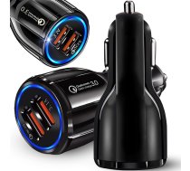 Ātrs auto lādētājs piepīpētāja ligzdai 2xUSB Quick Charge 3.0, melns