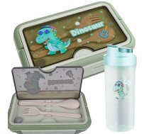 Pusdienu kārba un ūdens pudele bērniem, zaļa - lunch box, water bottle, kids lunch set