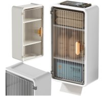 Sienas plaukts vannas istabai, 3 līmeņu, ar durtiņām un salvešu dozatoru - bathroom shelf, bathroom storage organizer