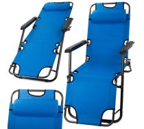 Saliekamais Zero Gravity zviļņkrēsls dārzam un pludmalei 2in1, zils