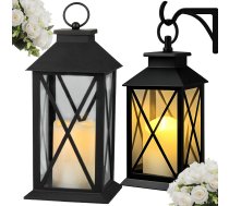Dekoratīvā LED laterna ar mirgojošu sveci, 28 cm, melna - night light for bedroom, decorative night lamp, 3D moon lamp