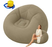 Piepūšamais velūra krēsls pūfs ērtai atpūtai, mīksts un viegls, brūns - lounge chairs, living room lounge chair