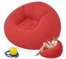 Piepūšamais velūra pufs atpūtai, mīksts un ērts sēžammaiss, sarkans - lounge chairs, living room lounge chair