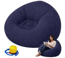 Piepūšamais velūra krēsls pufs ērtai atpūtai, tumši zils - lounge chairs, living room lounge chair