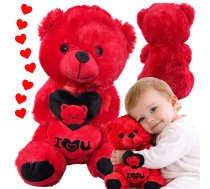 Plīša lācītis ar sirdi I Love You mīkstā rotaļlieta 30cm, sarkans