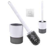 Klasiskā tualetes birste ar turētāju un sienas āķi, pelēka - toilet accessories, toilet paper holder