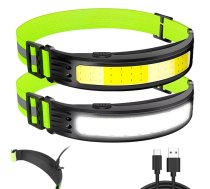 Uzlādējams COB LED galvas lukturis ar kustību sensoru, melns-dzeltens