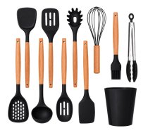 Silikona virtuves piederumu komplekts, 11 daļas, melns - kitchen utensils, silicone spatula, kitchen tool set