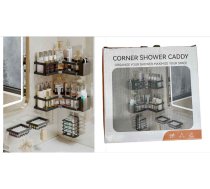 Vannas istabas plauktu komplekts (5 gab.), melns - bathroom shelves, corner shelf, no drill shelves
