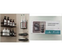 Piekaramo vannas istabas plauktu komplekts, metāla, melns, 5 gab. - bathroom shelves, hanging shelves, metal shelves