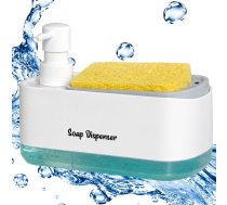 Trauku mazgāšanas līdzekļa un ziepju dozators ar sūkļa turētāju, balts - soap dispenser, dish soap dispenser