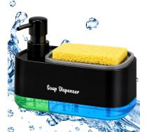 Trauku mazgāšanas līdzekļa un ziepju dozators ar sūkli, melns/caurspīdīgs - dish soap dispenser, hand soap dispenser