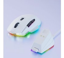 Bezvadu datorspēļu pele ar uzlādes staciju Dareu A955 RGB 400-12000 DPI, Balta | Wireless Gaming Mouse