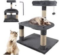 Kaķu māja / kāpelēšanas koks - stabs / nagu asināmais Purlov - 71cm, Pelēks | Cat House Tree with Sisal Scratching Posts