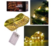 Ziemassvētku eglītes rotājums, dekoratīvā LED lente ar baterijām, 10m 100LED, Silti balta | Christmas Tree Lights Decorative LED Strip